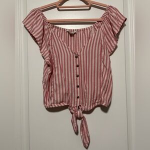 AE Striped Button-Down Women's Top